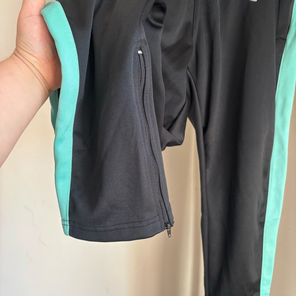 Mens Black and Green Embroidered Track Pants - Picture 3 of 6